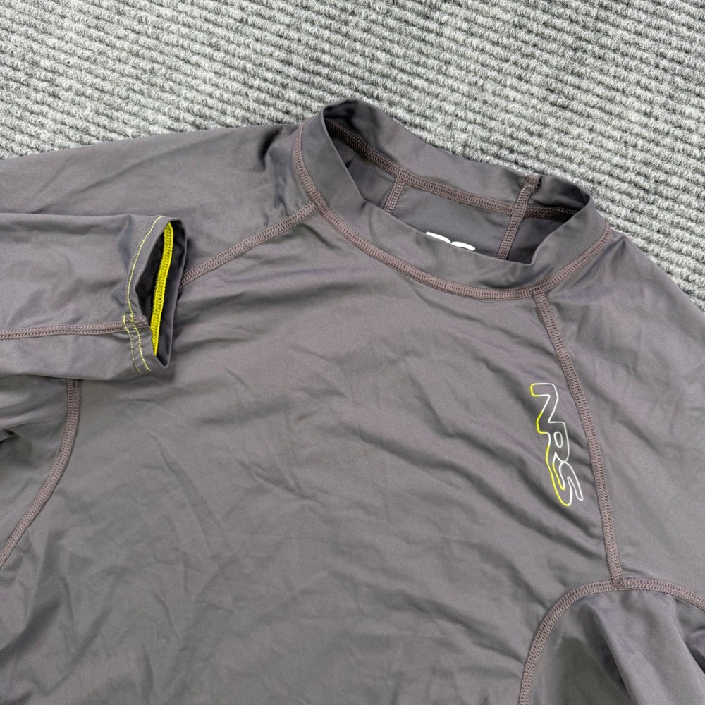 NRS H2Core Rashguard Mens Large Gray Lime Green Long Sleeve Swim Surf Active Top
